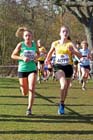 4078 Lydia Turner and 3802 Siannah Rayment in the Under-15 Girl, McCain Inter Counties Cross Country, Cofton Park, Birmingham.